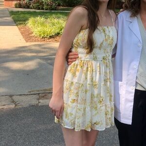 Miami Yellow and White Floral Mini Dress